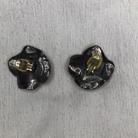 Vintage sterling silver rose earrings - Picture 3 of 4